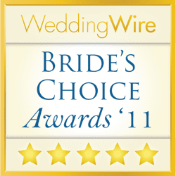 WeddingWire Bride's Choice Awards 2011 logo with five gold stars at the bottom—perfect for celebrating your favorite Boston band or wedding music professionals.