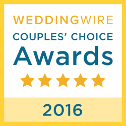 WeddingWire Couples’ Choice Awards 2016 logo featuring five gold stars on a white background with yellow and teal text, perfect for showcasing top Boston Band or Wedding Music honors.