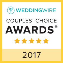 WeddingWire Couples’ Choice Awards logo with five gold stars and the year 2017 displayed at the bottom, celebrating top Boston Band talent in wedding music.